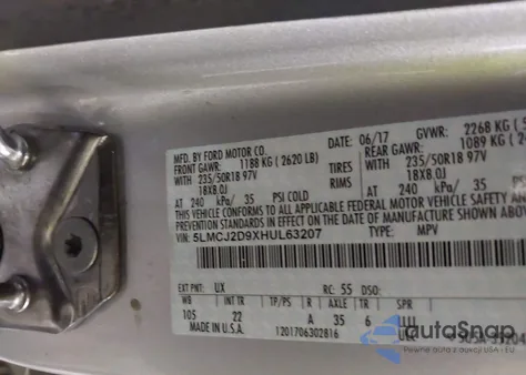 2017 Lincoln Mkc Select from USA, damaged, VIN 5LMCJ2D9XHUL63207